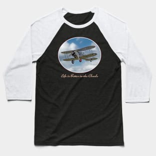 Vintage Biplane - Cool retro plane "Life is Better in the Clouds" Baseball T-Shirt